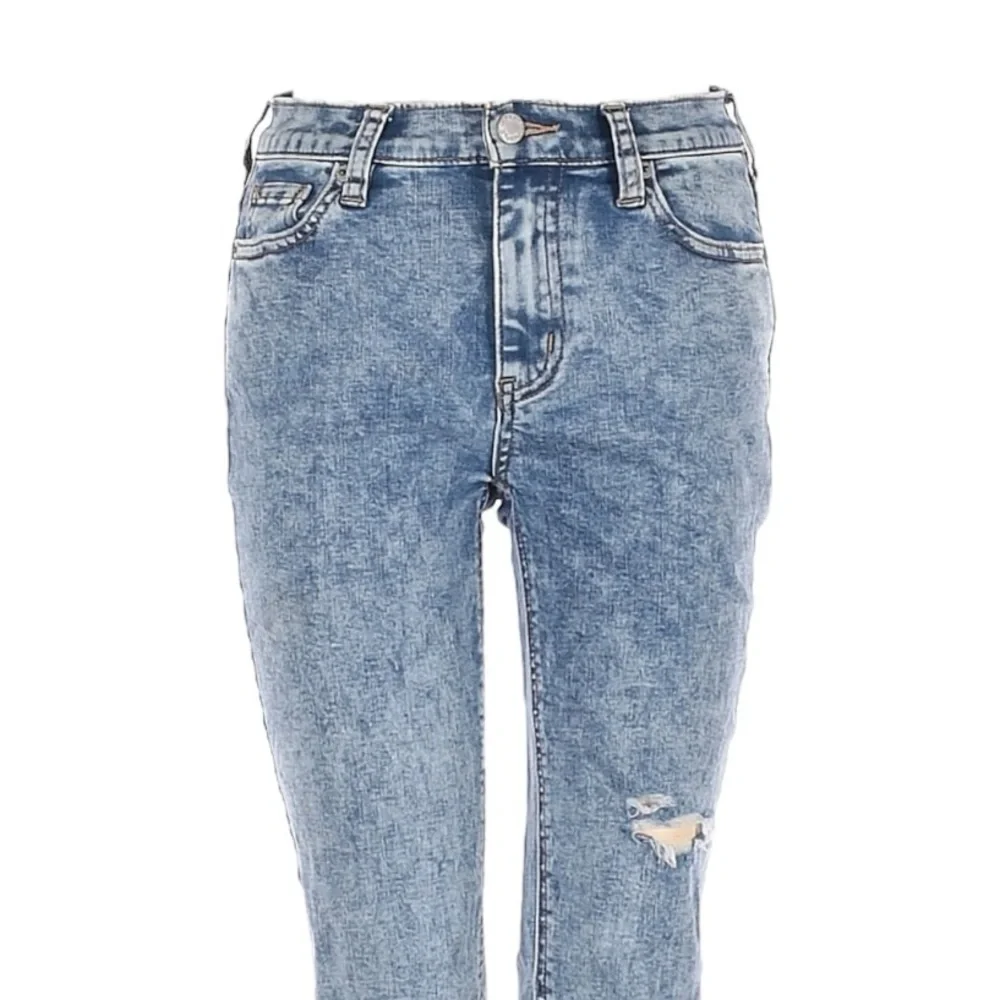 Free People Great Heights Skinny Jeans 26 Acid Wash Frayed Hem Stretch Ankle
